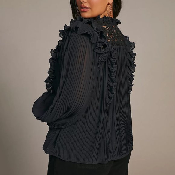 HTF By Anthropologie Pleated Ruffled Blouse - Picture 7 of 8